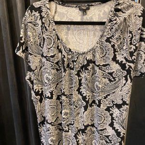 Talbots Womens Top/T-Shirt Black and White 1X